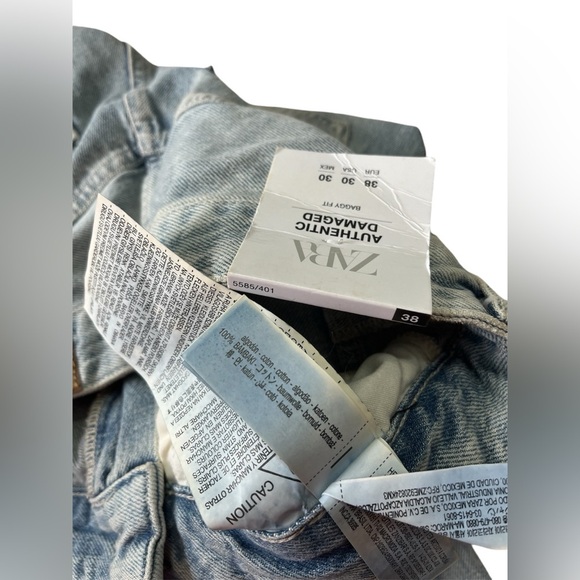 Zara women’s size30 Authentic HighWaist Baggy Distressed Denim Trendy Jeans NWT - Picture 4 of 9